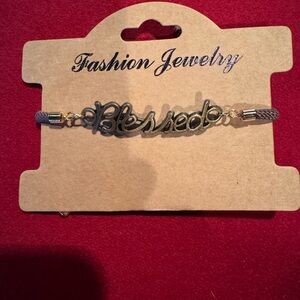 Fashion Jewelry 'Blessed' Bracelet - Silver and Gold